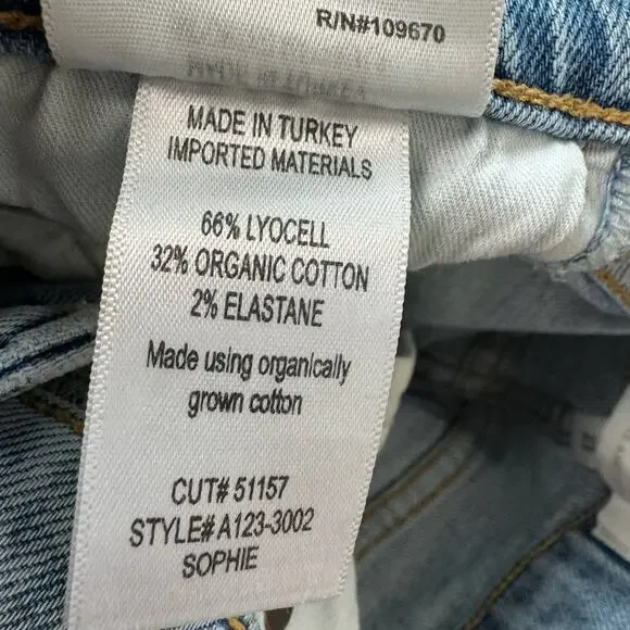 AGOLDE Womens Mid Rise Skinny Ankle Distressed Sophie Cotton Blend Light Wash 23 - Picture 8 of 9